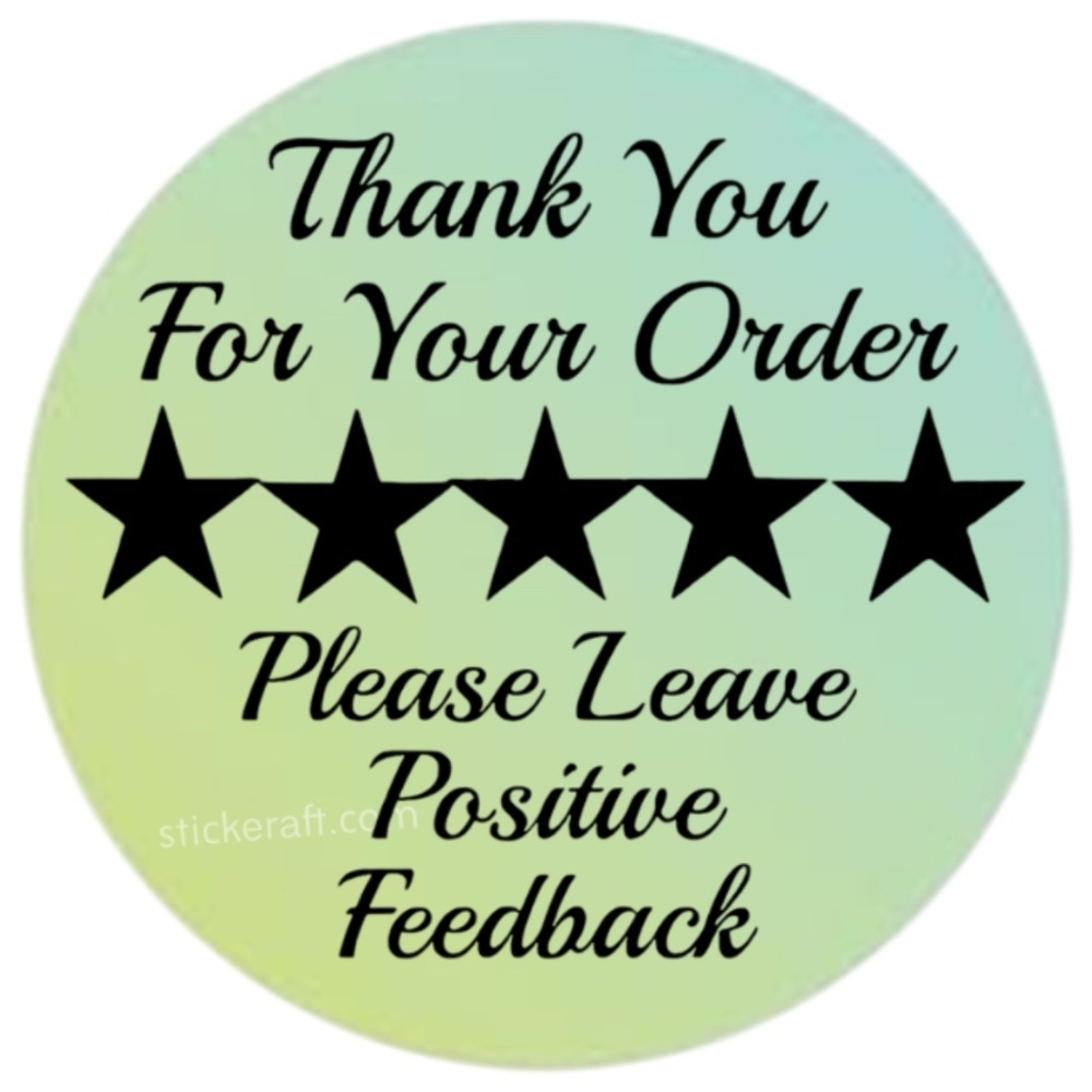 Thank You Stickers Positive Feedback Labels 5 Star Review Packaging